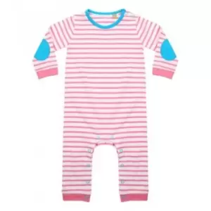 Larkwood Baby Boys Long Sleeve Striped Bodysuit (3-6 Months) (Pale Pink/White)