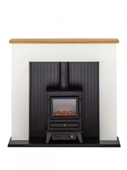 Adam Fire Surrounds Innsbruck White Electric Fireplace Suite With Stove