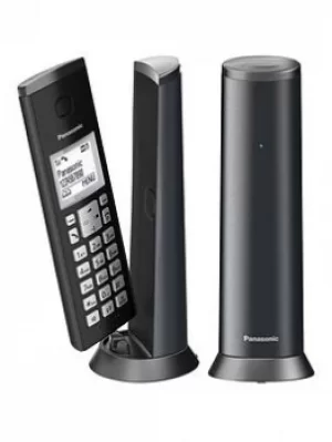 Panasonic Kx-Tgk222Em Digital Cordless Telephone With 1.5" Lcd Screen, Nuisance Call Blocker And Answering Machine, Twin Dect, Graphite Grey