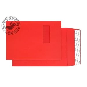 Blake Creative Colour C4 324x229x25mm 140gm2 Window Envelope Gusset Pocket Peel and Seal Pillar Box Red Pack of 125