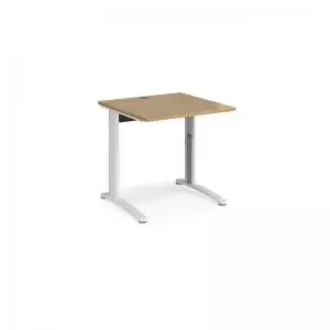 TR10 height settable straight desk 800mm x 800mm - white frame and oak