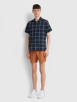 Farah Check Short Sleeve Shirt - Navy, Size 2XL, Men