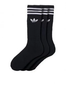 Adidas Originals 3 Pack Of Solid Crew Socks - Black