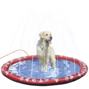 Pawhut 170cm Splash Pad Sprinkler For Pets - Red