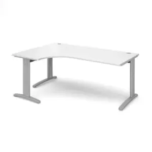 Office Desk Left Hand Corner Desk 1800mm White Top With Silver Frame 1200mm Depth TR10 TDEL18SWH