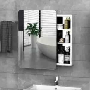 66 x 44cm Curved Bathroom Storage Cabinet With Sliding Mirror Door 3 Shelves