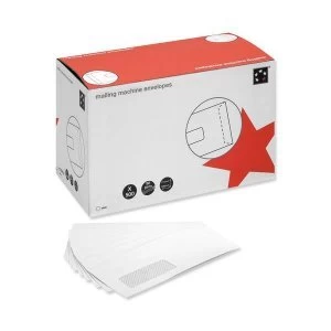 5 Star Office DL Mailing Machine Envelopes Wallet Gummed Window 90gsm White Pack of 500