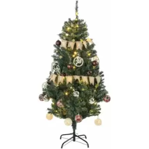 5ft Artificial Decorated Christmas Tree with LED Lights, Auto Open - Green - Homcom