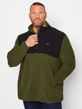 BadRhino 1/4 Zip Panel Fleece - Khaki, Green, Size 2XL, Men