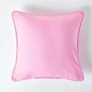 Cotton Plain Pink Cushion Cover, 30 x 30cm - Pink - Homescapes