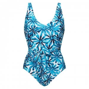 Figleaves Non Wired Belted Swimsuit - Blue/WHITE