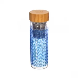 Sass & Belle Blue Wave Glass Water Bottle