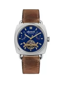 Ingersoll The Nashville Automatic Mens Watch With Blue Dial And Tan Leather Strap - I13001