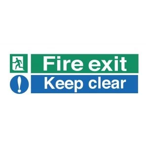 Stewart Superior Fire Exit Sign Keep Clear W450xH150mm Self Adhesive Vinyl
