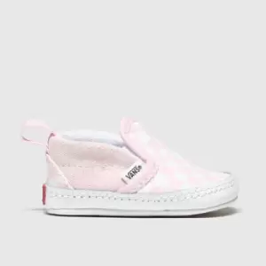 Vans White & Pink Slip-on V Crib Girls Baby Trainers