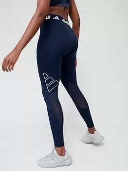adidas Tech-Fit 3 Bar Leggings - Navy, Size S, Women