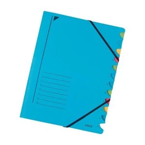 Leitz 12-Part File Blue Colourspan Cardboard Elasticated Pack of 5