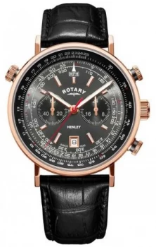 Rotary Mens Henley Chronograph Grey Dial Black Watch