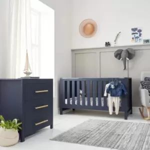 Tivoli 3 Piece Nursery Furniture Set with Cot Bed Changing Unit and Underbed Storage Drawer in Navy - Tutti Bambini