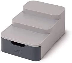 Joseph Cupboard Store Compact Tiered Organiser With Drawer - Grey