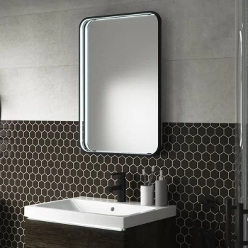Black LED Bathroom Mirror with Demister - 700 x 500mm - Sensio Aspect