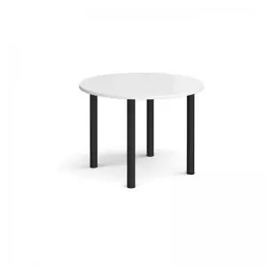 Circular Black radial leg meeting table 1000mm - white