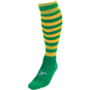 Precision Hooped Pro Football Socks Green/Gold - UK Size J12-2