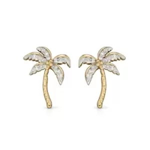 JG Signature 9ct Gold Diamond Palm Tree Stud Earrings