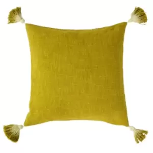 Eden Slub Cotton Cushion Moss, Moss / 45 x 45cm / Polyester Filled
