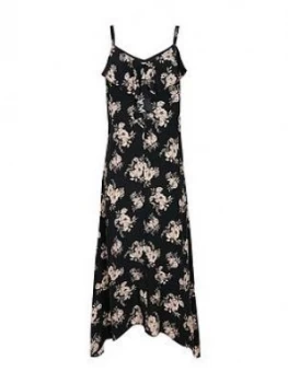 Wallis Petite Frill Cami Dress - Black, Size 8, Women