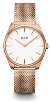CLUSE FA roce Rose Gold Steel Mesh Bracelet White Dial Watch