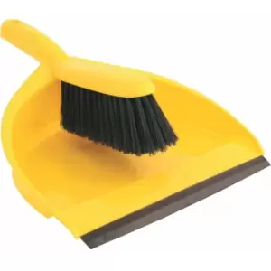 Plastic Dustpan & Stiff Brush Set Yellow - Cotswold