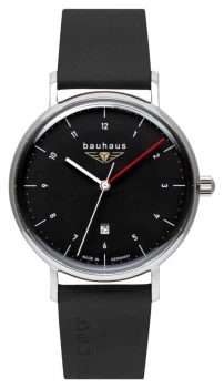 Bauhaus 2140-2 Mens Black Italian Leather Strap Black Watch
