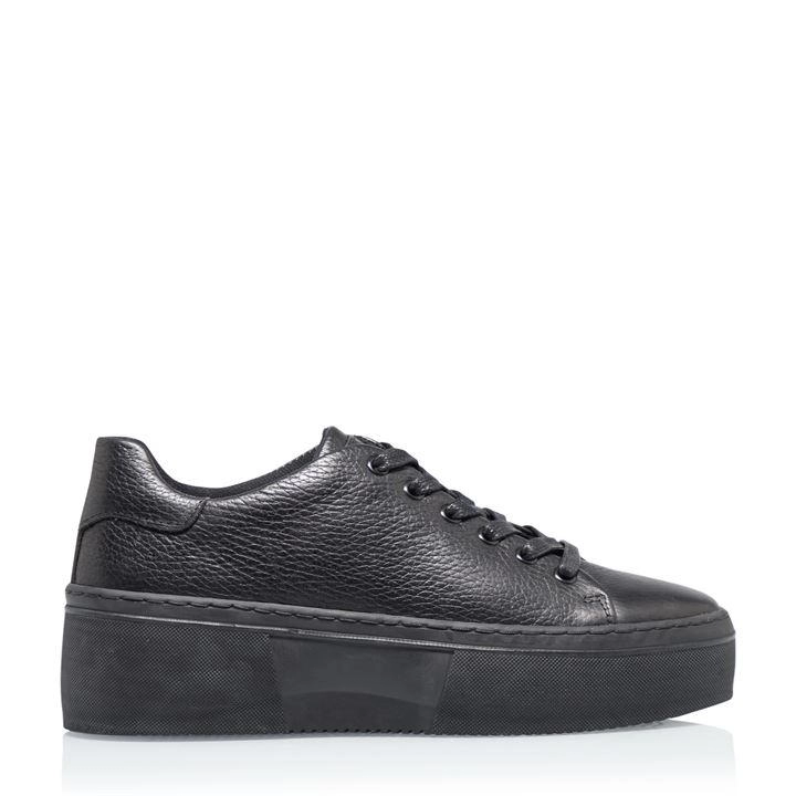 Bertie Black Leather 'Electaa' Platform Lace Up Trainers - 4