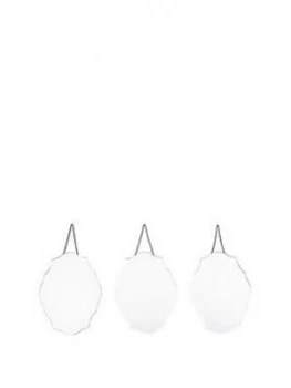 Pacific Lifestyle Set Of 3 Clear Glass Scalloped Wall Mirrors