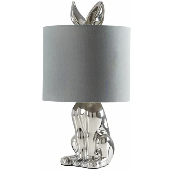Ceramic Rabbit Table Lamp - Chrome - No Bulb