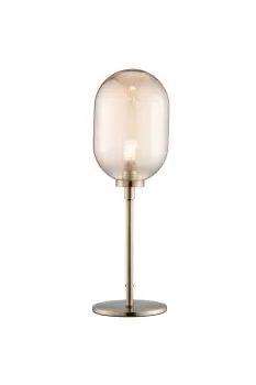 'Amber' Glass & Brass Stem Lamp