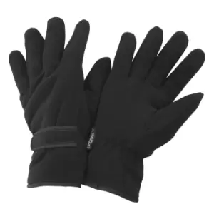 FLOSO Mens Thinsulate Winter Thermal Fleece Gloves (3M 40g) (Medium) (Black)