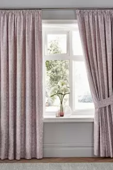'Hawthorne' Pair of Pencil Pleat Curtains With Tie-Backs