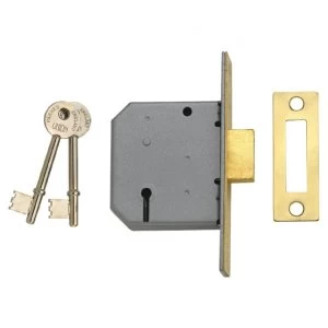 Union 2177 3 Lever Mortice Deadlock Polished Brass 77.5mm 3" Visi