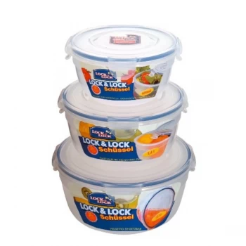 Lock & Lock Lidded Bowls Container Set (Set of 3, 800ml 1.4L, 2.1L)