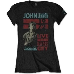 John Lennon - Live in NYC Womens Large T-Shirt - Black
