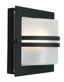 1 Light Outdoor Frosted Wall Light Black IP65, E27