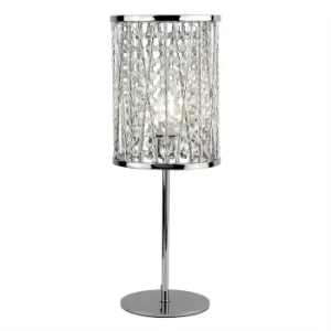 Elise 1 Light Table Lamp Chrome, Crystal Drops, E14
