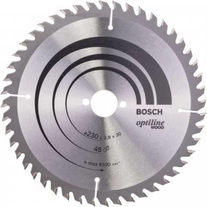Bosch Optiline Wood Cutting Saw Blade 230mm 48T 30mm