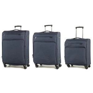 Rock Madison Set of 3 Lightweight Expandable 4-Wheel Spinner Suitcases - Navy