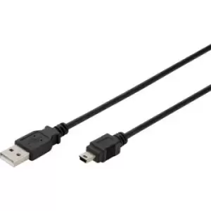 Digitus USB cable USB 2.0 USB-A plug, USB-Mini-B plug 1m Black AK-300108-010-S