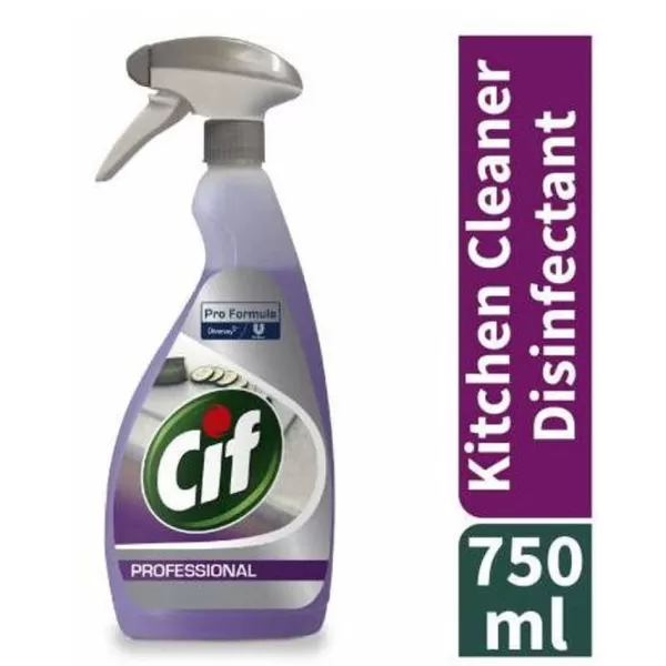 Cif Pro Formula 2-in-1 Kitchen Cleaner, Disinfectant, Liquid, 750ml Spray Bottle