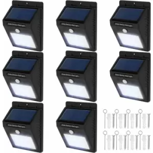 8 LED solar wall lights with motion detector - garden lights, solar lights, outdoor lights - black