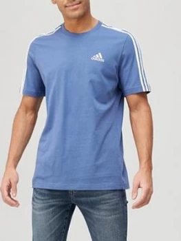 adidas 3-Stripe T-Shirt - Blue, Size 2XL, Men